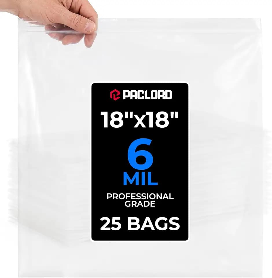 18" x 18" Extra Large Reclosable Plastic Zip Bags, 25 Count