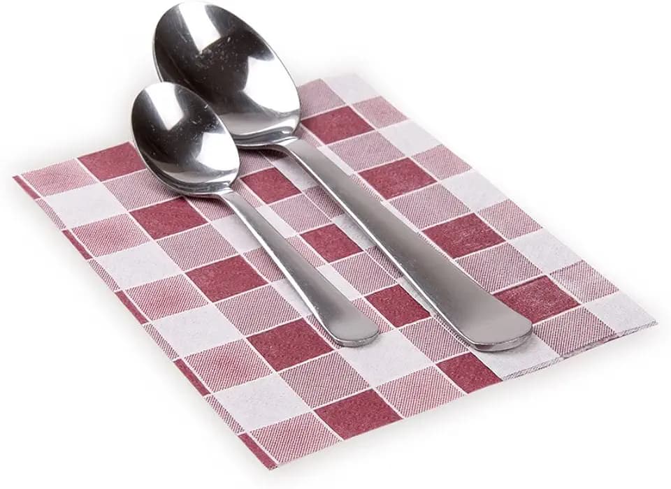 Restaurantware Luxenap 7 x 13.5 Inch Checkered Napkins 7000 Pre-Folded Picnic Napkins - 1-Ply Bordeaux Paper Disposable Dinner Napkins For Parties Or Everyday Use Soft