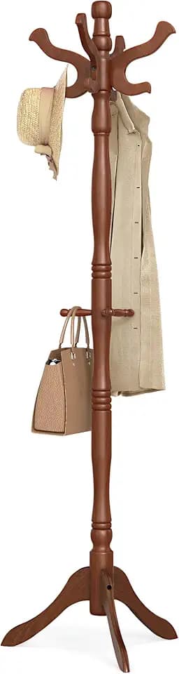VASAGLE Freestanding Coat Rack, Rubber Wood Coat Tree with 11 Hooks