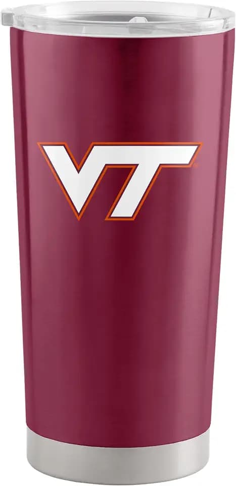 Logo Brands NCAA Virginia Tech Hokies Game Day 20 oz Stainless Steel Tumbler – Vacuum Insulated Double Wall Travel Mug With Slider Lid,Team Color - Keeps Drinks Hot & Cold For Hours