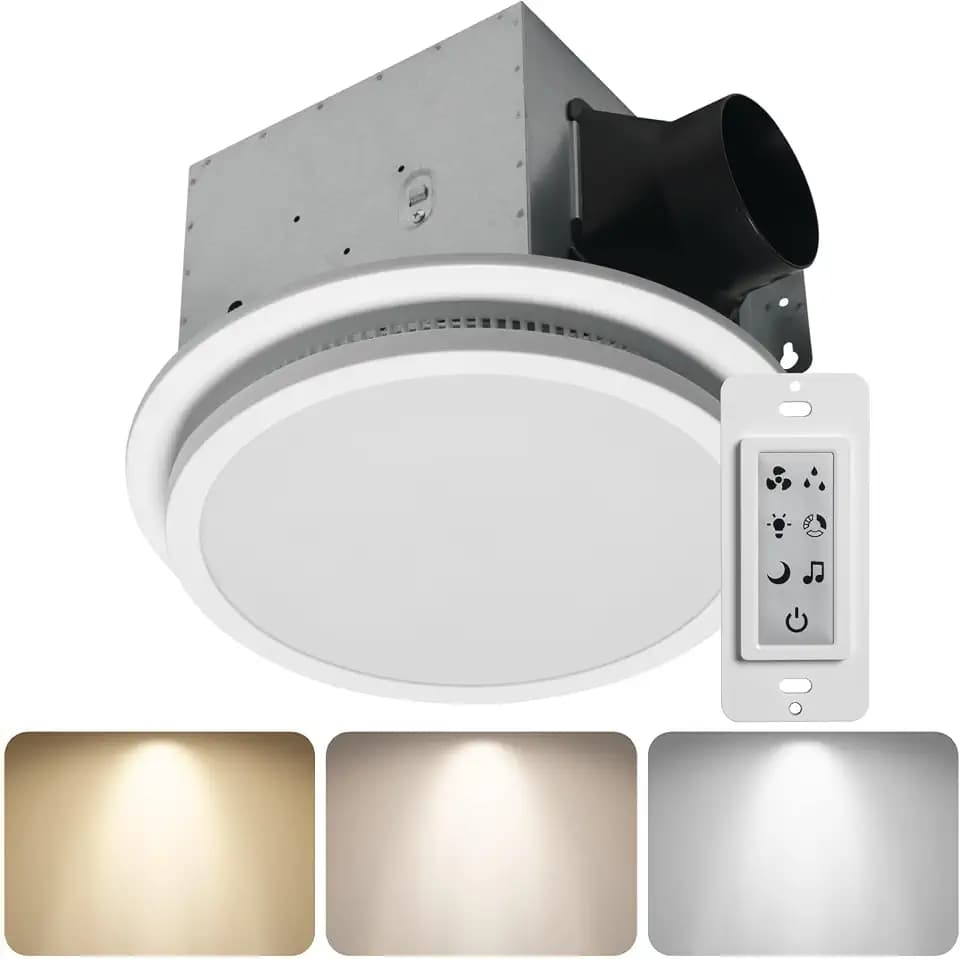 Homewerks 110 CFM Bathroom Fan with Bluetooth, Humidity Sensor, LED