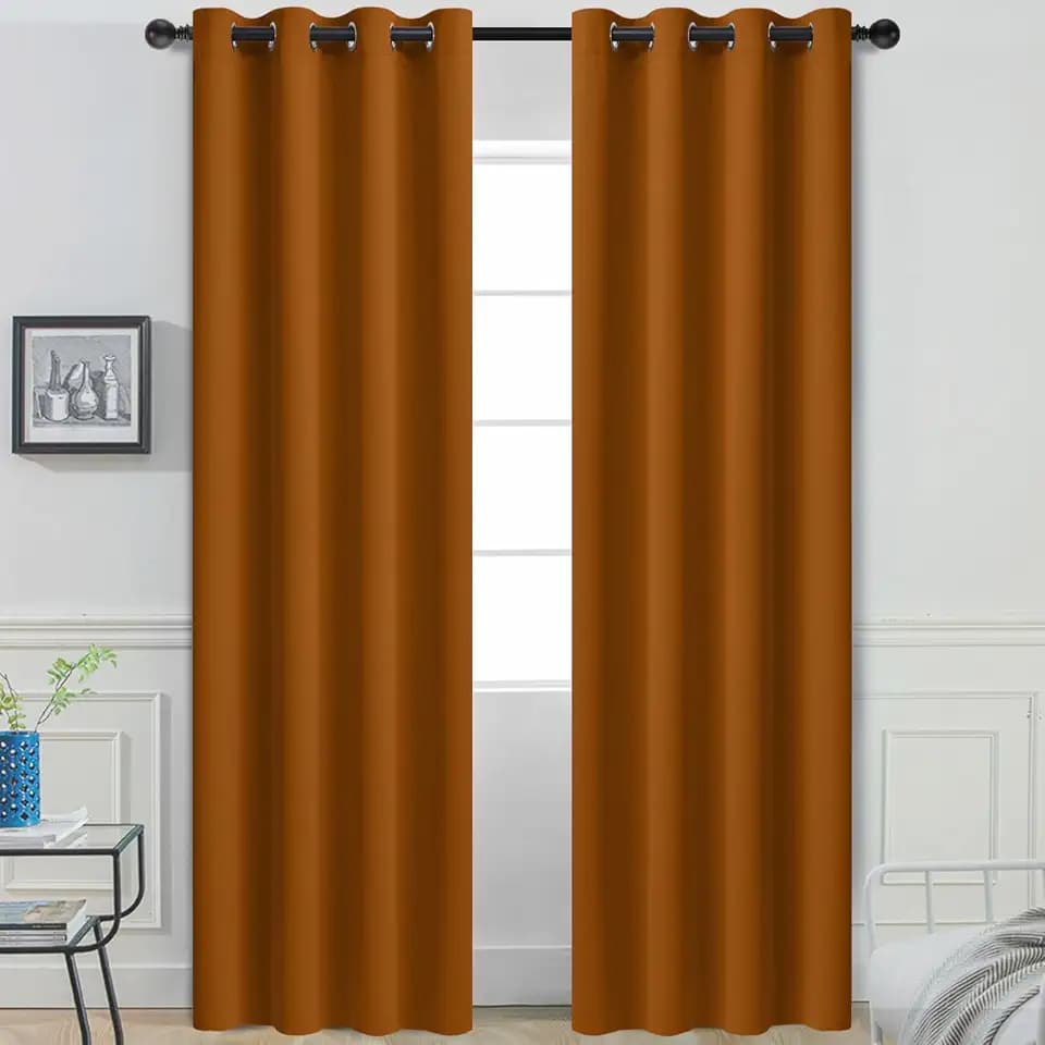 Yakamok Room Darkening Curtains 52x84 inch Length Burnt Orange-Living Room