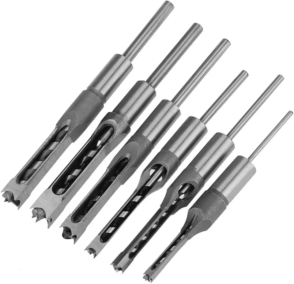 6 TLG Vierkantbohrer Vierkant Stemmbohrer Holz Bohrer Set Platz Loch Bohrer Stemmen Bohrer Werkzeuge DIY Holzbearbeitungswerkzeuge Spiralbohrer Kits (6,4mm/8mm/9,5mm/12,7mm/14mm/16mm)