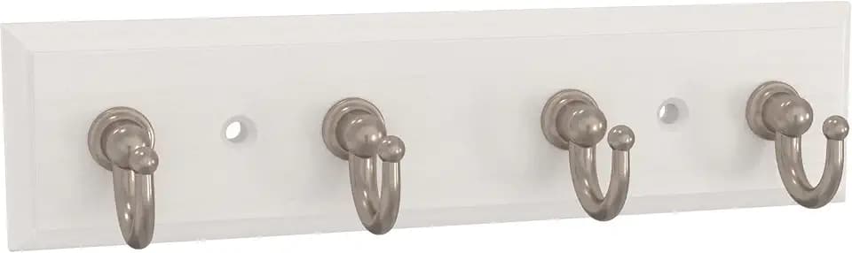 Franklin Brass Key Tidy (1-Pack) Pure White Holder 7' Wall Mount Small Item Rack 4 Hooks for Wall, Hallway, Entry Keychain Rail Organizer B46711K-PMN-R