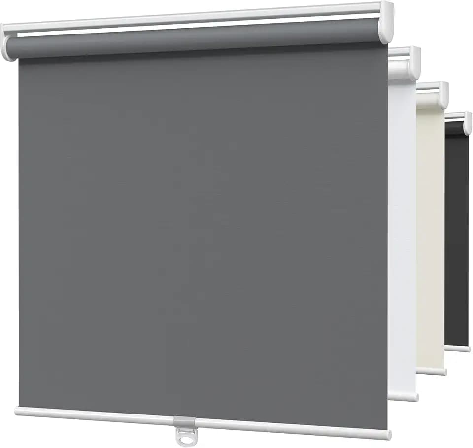 MYshade Blackout Cordless Roller Shades, Room Darkening Free-Stop Roll Up Blinds for Windows, Pull Down Blocking Blind for Home and Office, Easy to Install, 28" W X 72" H, Grey