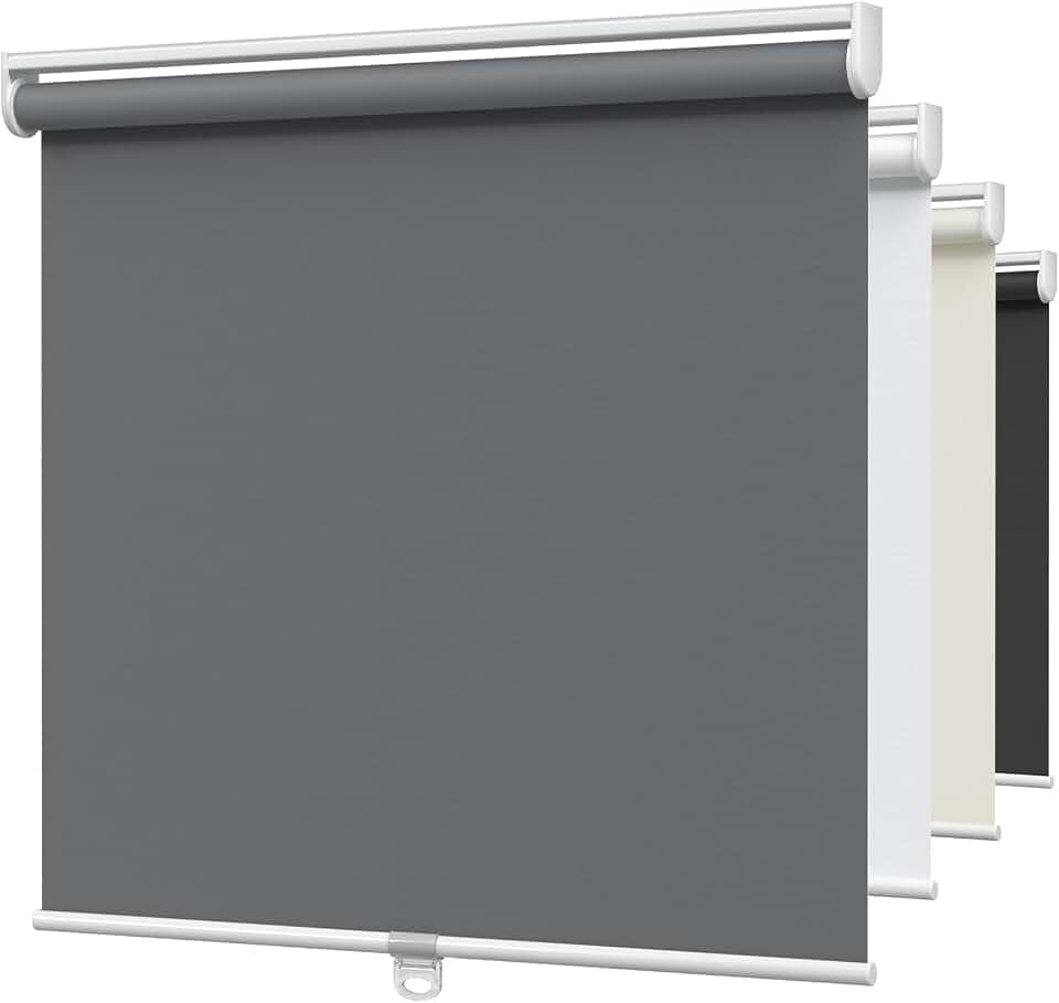 MYshade Blackout Cordless Roller Shades, Room Darkening Free-Stop Roll Up Blinds for Windows, Pull Down Blocking Blind for Home and Office, Easy to Install, 33" W X 72" H, Grey