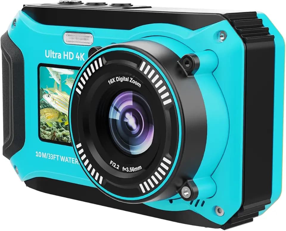 Unterwasserkamera zum Schnorcheln mit 32GB Karte Dual-Screen Kompakte wasserdichte
