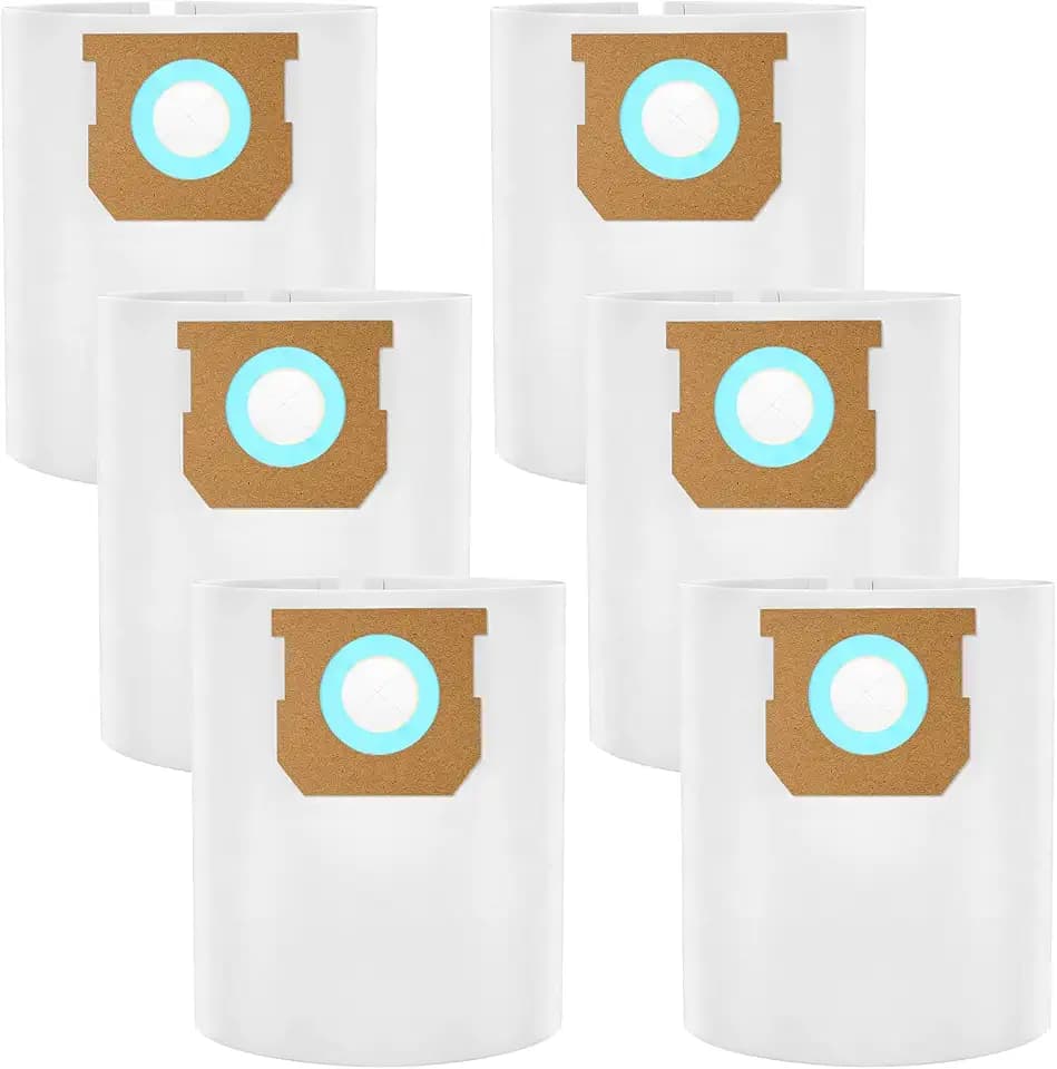 6 Pack shopvac Bags 15-22 Gallon Type G/J 90663 90673, White