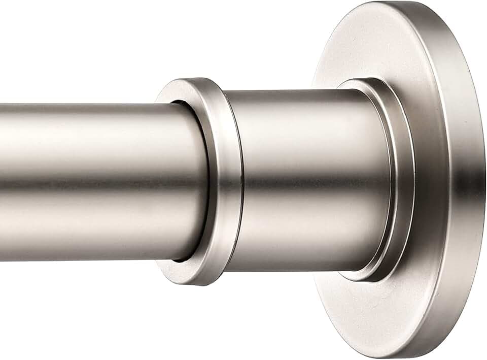 BRIOFOX Industrial Shower Curtain Rod - Spring Tension Shower Rod 43-72 Inch Tension Curtain Rod for Window or Bathroom, Satin Nickel