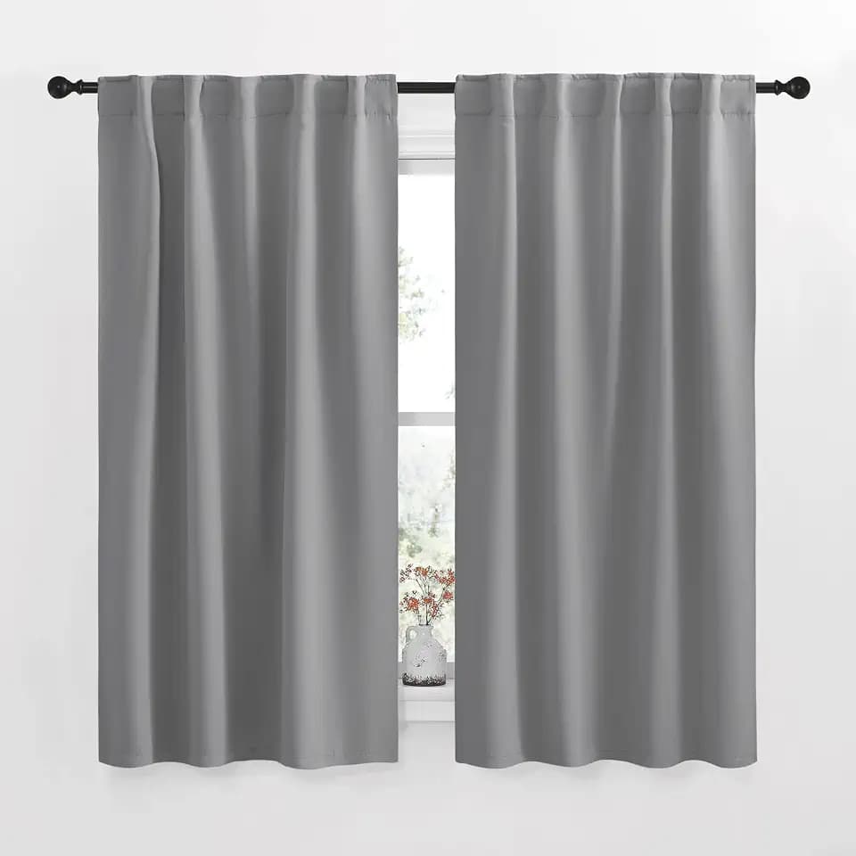 NICETOWN Blackout Curtain Panels for Living Room - (Silver Grey Color) 34x63 Inch, 2 Panels Set, Thermal Insulated Room Darkening Blackout Drapes/Draperies with Rod Pocket & Back Tab for Window