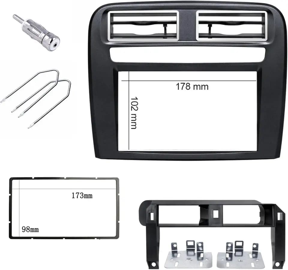 Sound-way 2 DIN Autoradio RadioRahmen RadioBlende mit Montagehalterung, Antenneadapter, Schlüssel kompatibel mit FIAT Grande Punto