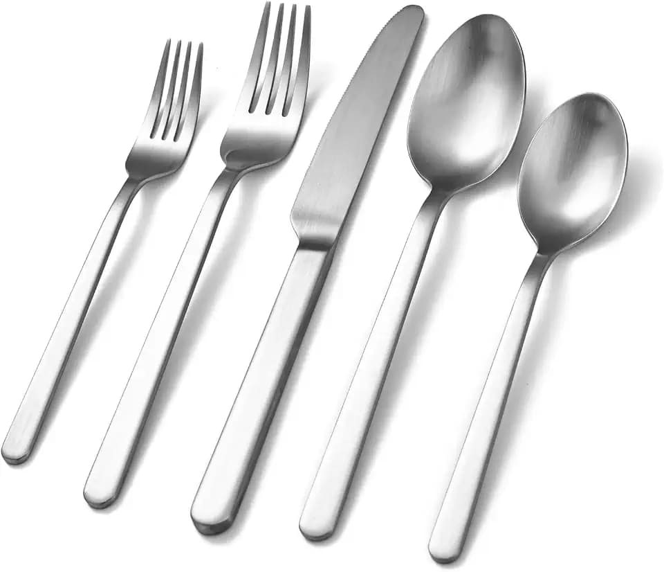 Matte Silver 40-Piece Forged Flatware Set for 8, 18/10 Stainless Steel