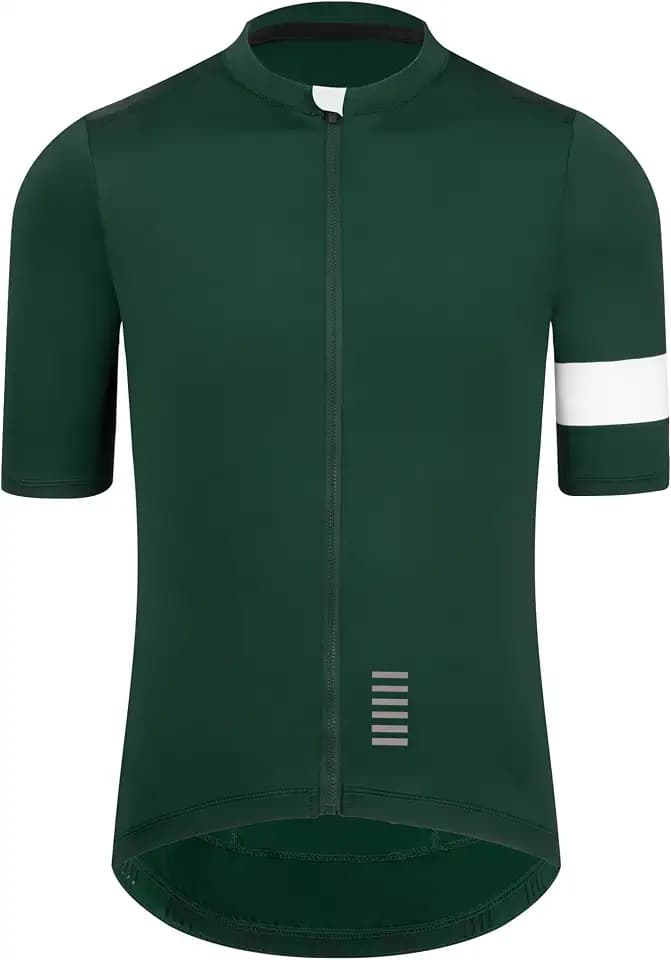 Men's Cycling Jersey, Seamless Bonded Cuff, Zipper Pocket, Short Sleeve, Lightweight Aero Race Fit Road Bike Shirt