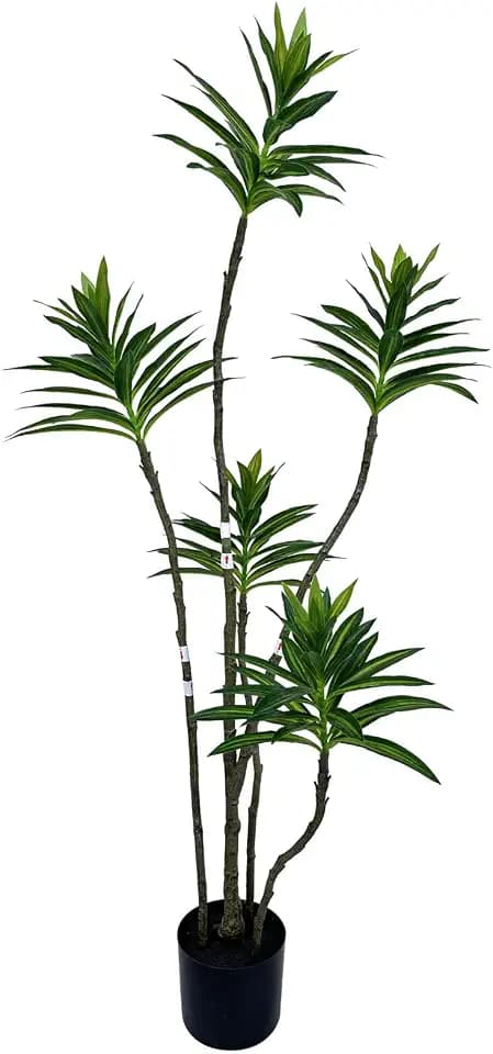 AfanD Artificial Lily Bamboo Plant 4FT – Compact Faux Bamboo Tree with Realistic Leaves, Indoor Decorative Potted Plant for Home, Office Desk, Shelf & Small Spaces