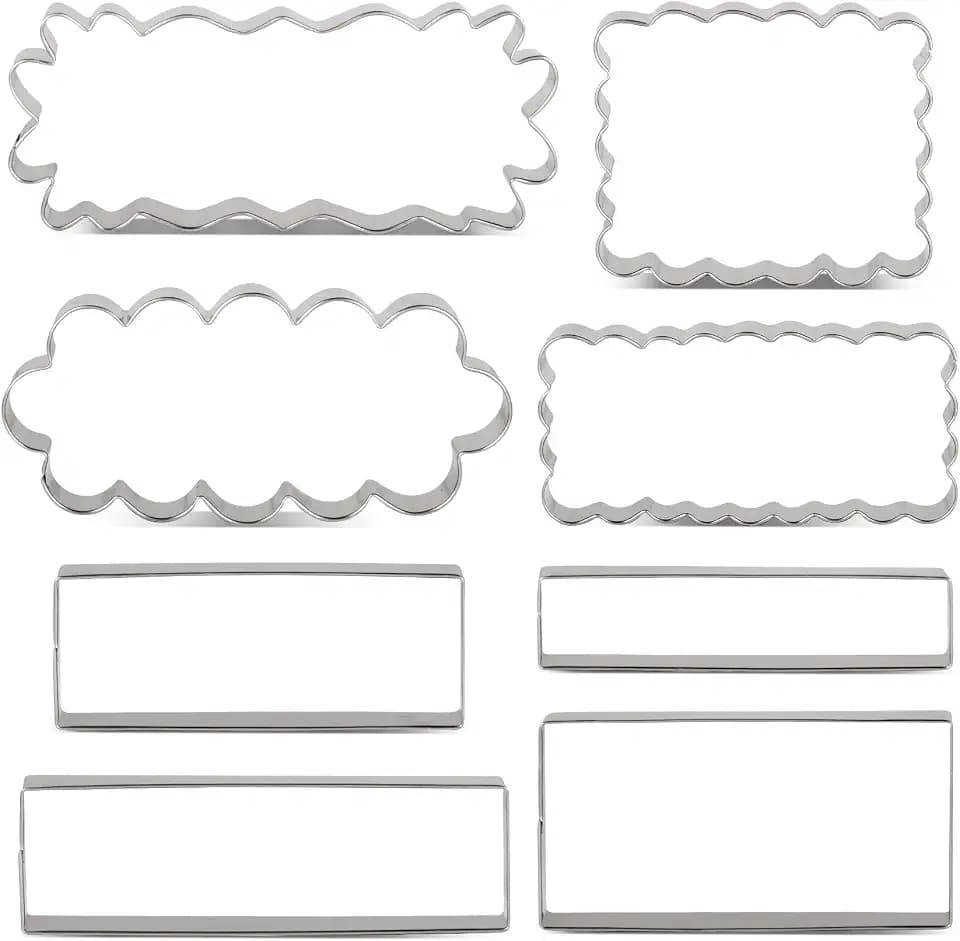 LILIAO Rectangle and Scalloped Edge Cookie Cutter Set of 8-Pc