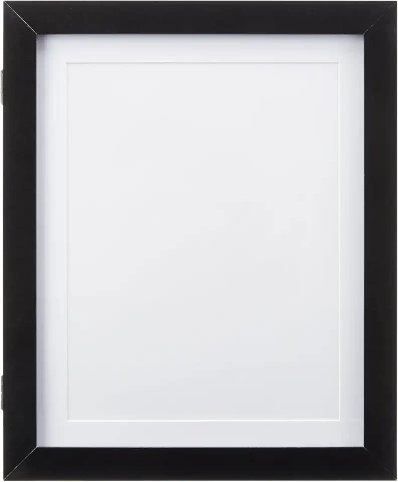 Amazon Basics Wood Front Loading Rectangular Frame for Photos and Artworks, 10" x 12.5", Wall Display, Holds 100 Pieces, Black