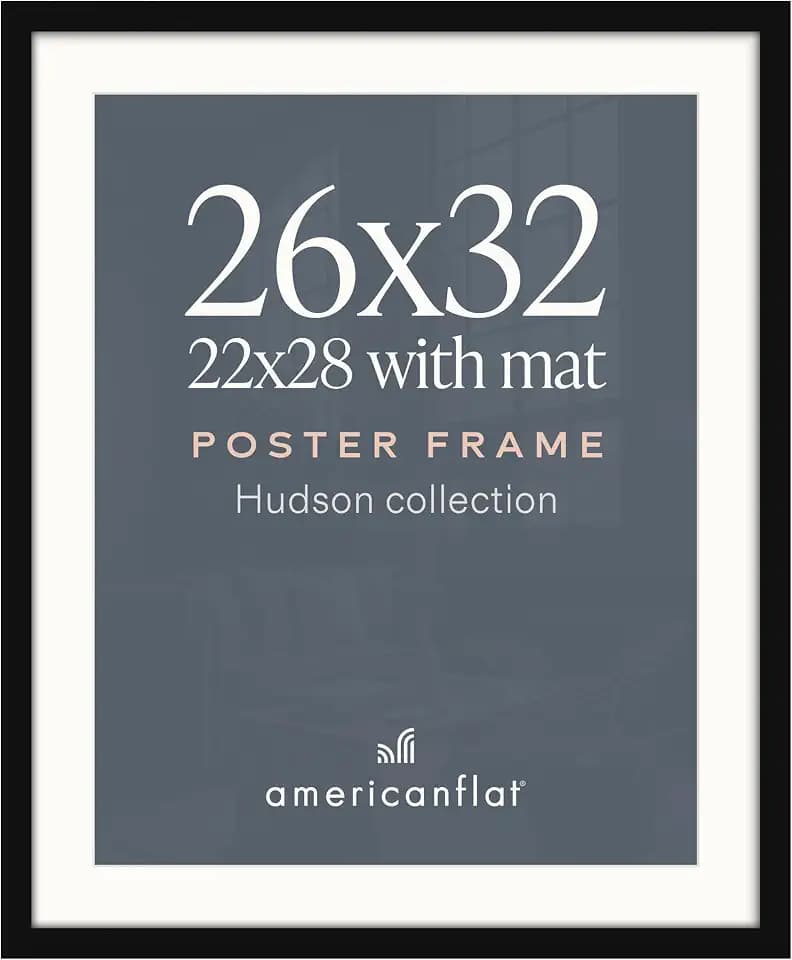 Americanflat 26x32 Poster Frame - Matted to 22x28 - Black