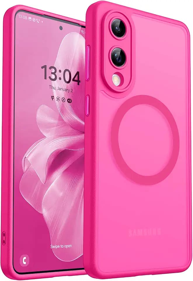 CANSHN Magnetic Shockproof for Samsung Galaxy S25 Edge Case Hot Pink