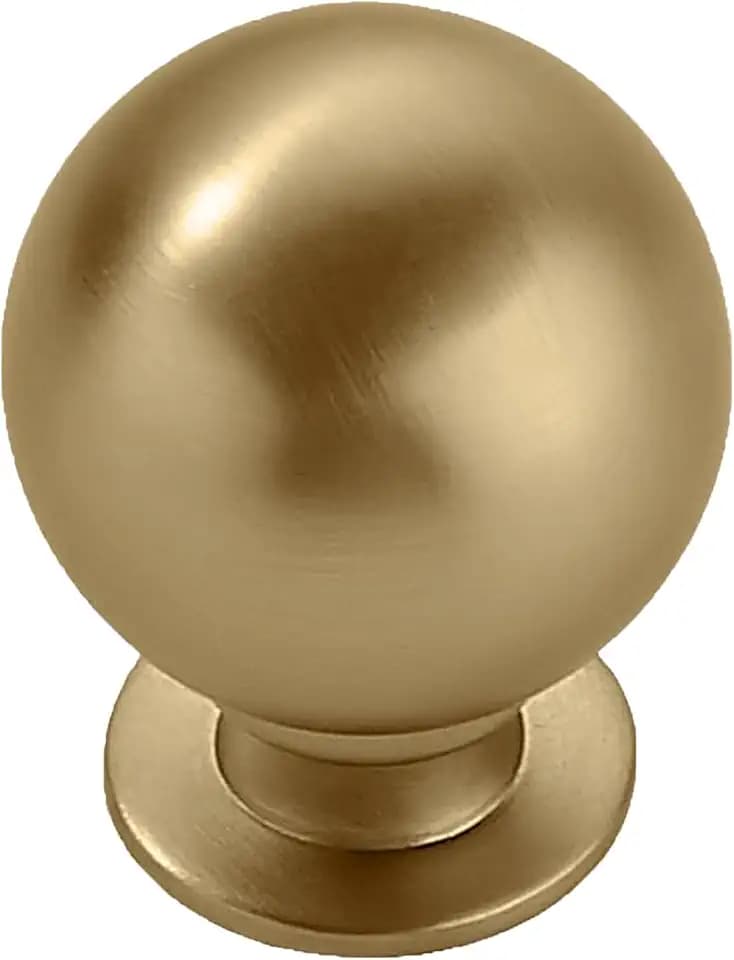 10 Pack 100% Solid 1-1/4 inch(32mm) Brushed Brass Cabinet Knobs Decorative Bi-Fold Door Knob Outside Diameter Diecast Bathroom Cabinet knobs