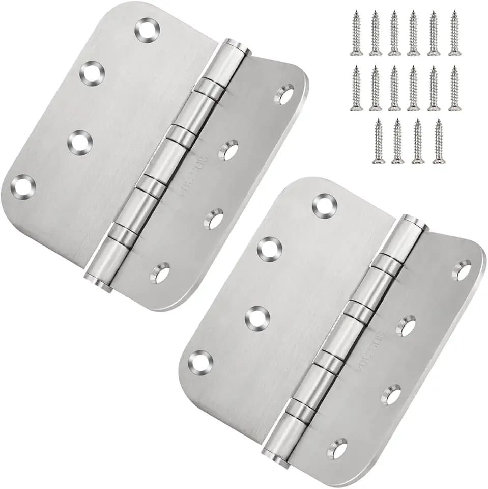 304 Stainless Steel Door Hinges 4 Inch Ball Bearing Interior & Exterior Door Hinges 4'' X 4'' for Left & Right Doors with 5/8" Radius Corners 2 Pack (2Pack, Silver)