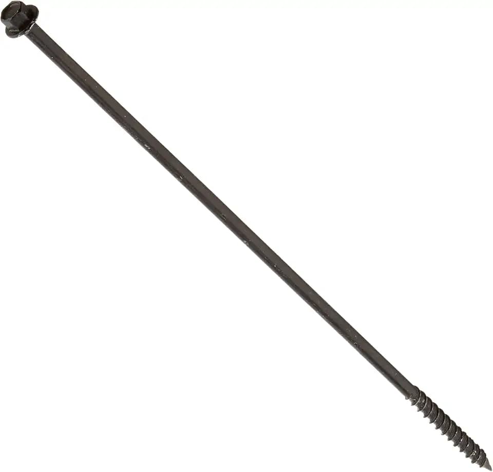 Power Pro 50 Pcs Timber-Tite Landscape Screws (1/4" x 10") | Hex Washer Head Heavy Duty Structural Wood Screws | Ceramic Coated Exterior Fasteners for Decks, Timber, Landscaping & Wood Construction