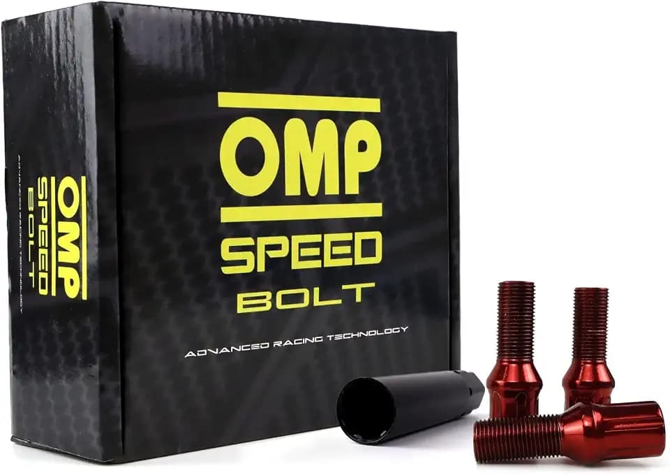 OMP Speed Set mit 20 farbigen Stahlschrauben M14 x 1,25 Schlüssel 17/19 Länge 27 mm Farbe Rot und Material DIN 10.9