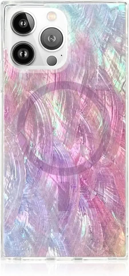 Flaunt Official Square iPhone 15 Pro Max Case - Pink Mother of Pearl