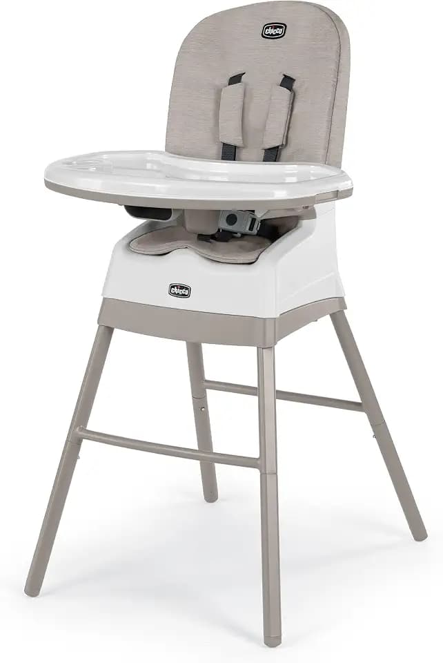 Chicco Stack Hi-Lo 6-in-1 Multi-Use Convertible High Chair, Reclines for Babies and Toddlers, Easy-Clean Baby High Chair Booster Toddler Seat Combo | Sand/Beige