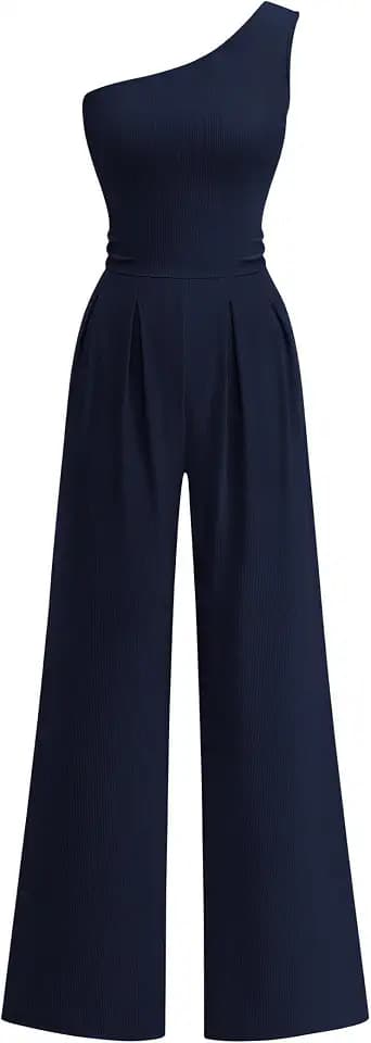 KIRUNDO One Shoulder Jumpsuits For Women Dressy Formal Romper