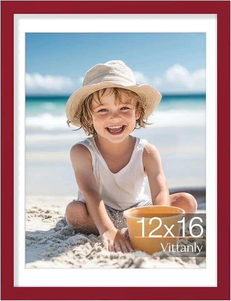Vittanly 12x16 Picture Frame Made of Solid Wood for Wall Mounting, Red