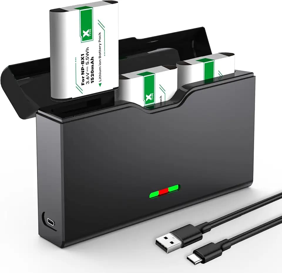 3er-Pack 1520mAh NP-BX1 Akku mit Ladegerät,Hohe Kapazität Akku für Sony NP-BX1, ZV-1, ZV-1 II, Cyber-Shot DSC-RX100, DSC-RX100 VII/VI/V/IV/III/II/VA (M7-M2), HDR-CX405, FDR-X3000, HX300