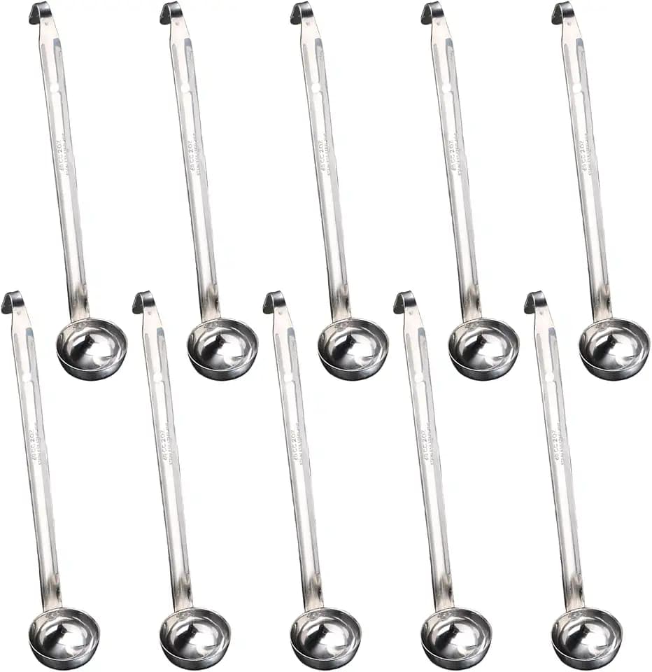 Soup Ladle 10 Pack Stainless Steel with Long Hook Handle Metal