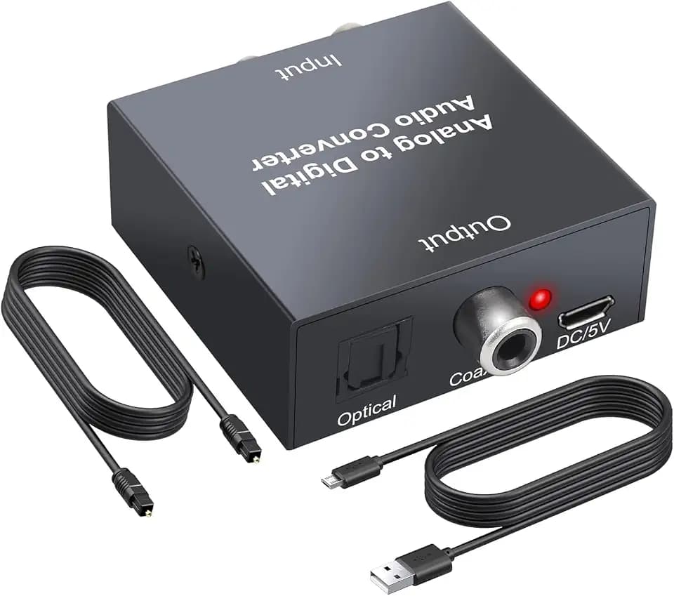 PROZOR Analog zu Digital Audio Konverter R/L RCA 3,5 mm AUX zu Digital Koaxial Toslink Optischer Audiowandler Konverter mit optischem Kabel für PS3, PS4, Blu-ray Player, HD DVD, AV Amp