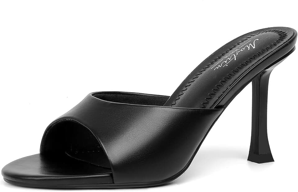 Mostrin Kitten Heels for Women Round Toe Heels With Bow Vintage Mules Sexy Slip on Stiletto Backless Sandals for Party Daily