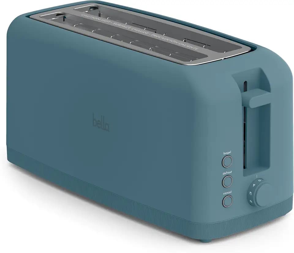 bella Fits-Anywhere™ Slim Toaster, 4 Slice Extra Long & Wide Slot, Surf
