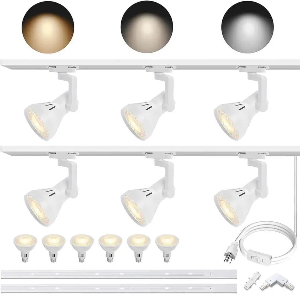 Plug in H Type LED Track Lighting Kit Dimmable Spotlight Complete System