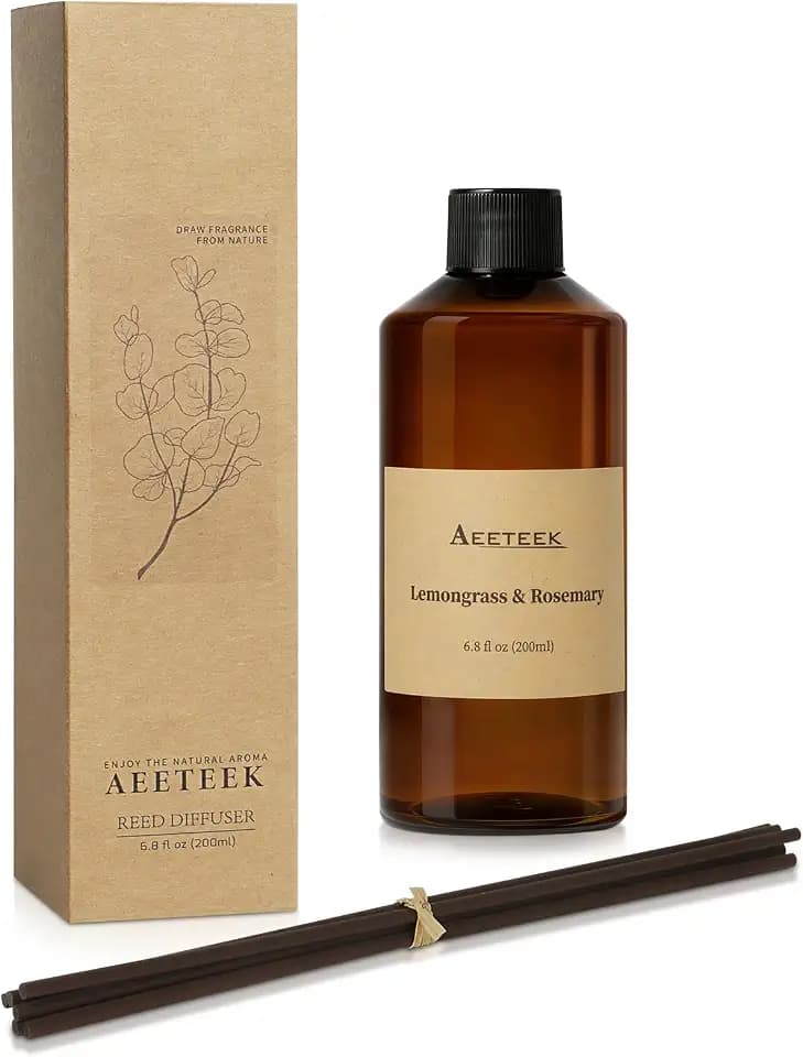 Reed Diffuser, Lemongrass Rosemary Fresh Ginger Scented Oil Refill