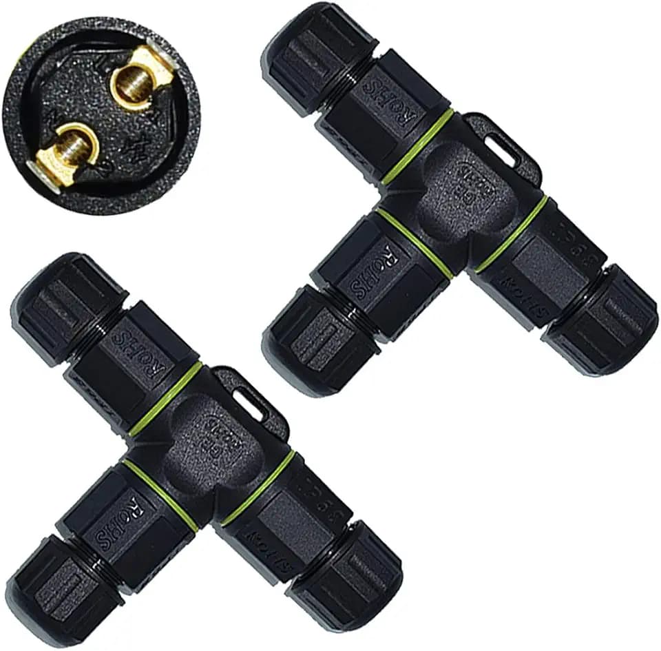 3 Way Junction Box IP68 Waterproof Electrical Junction Box 2 Pin/3 Pin/4 Pin Junction Box Outdoor Cable Connector for Underground/Outdoor Ø 4.5mm-10mm, Shielded Field Installable - 2Pin