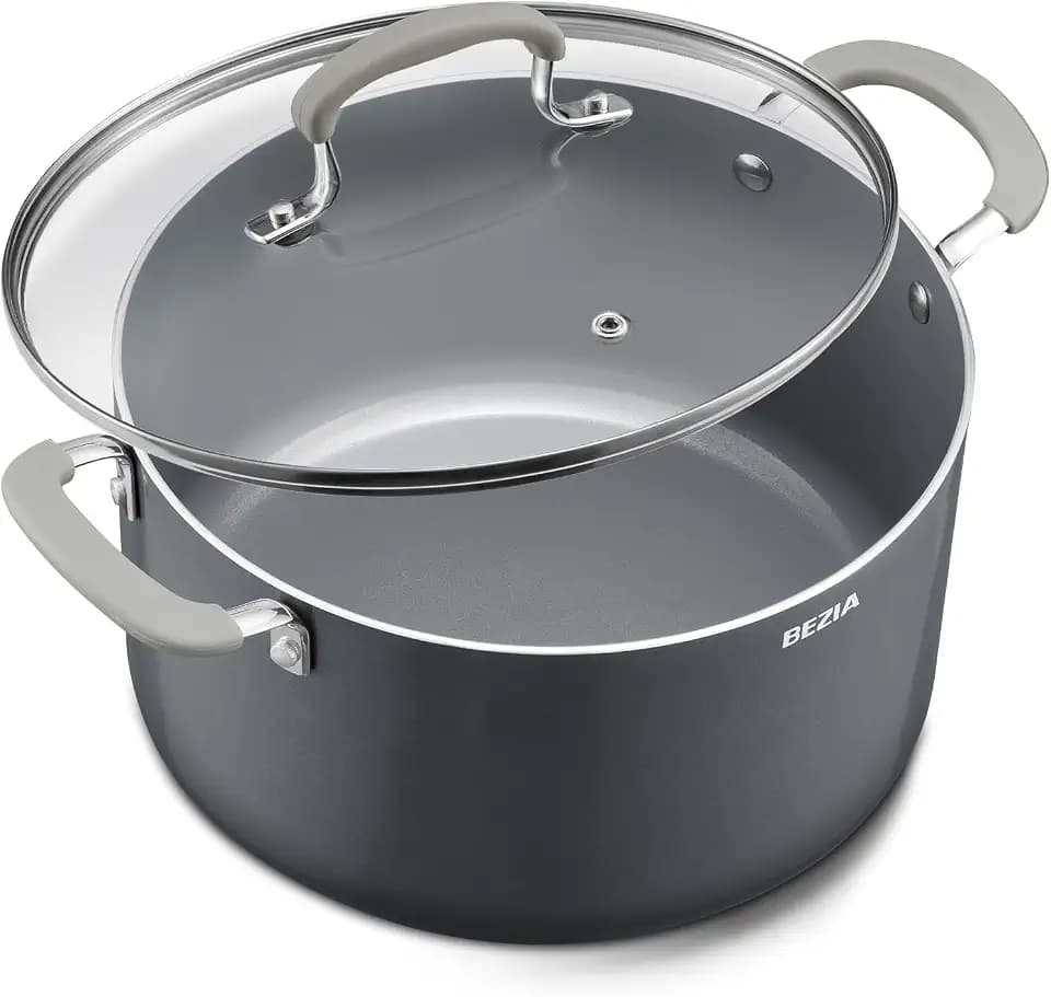 BEZIA 12QT Non Stick Stock Pot with Lid, Ceramic Big Cooking Pot for Soup