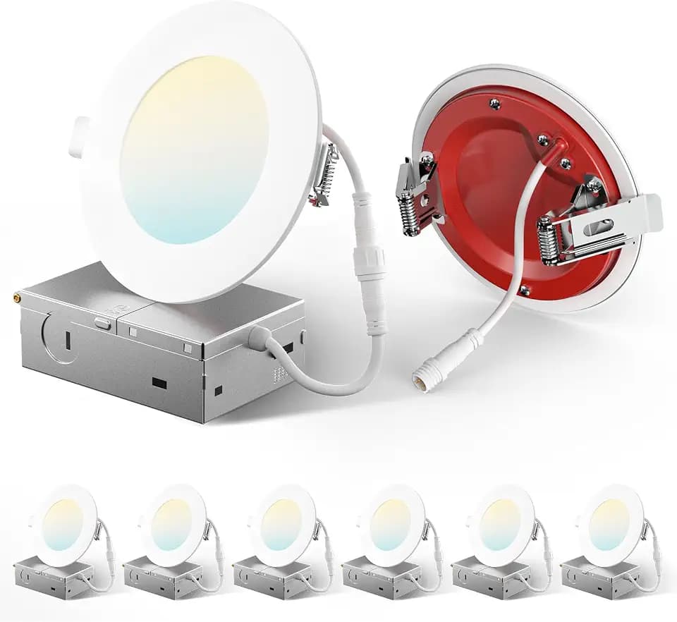 Amico 6 Pack 4 Inch Fire Rated LED Recessed Light, 2 HR Fire Rating, 5CCT