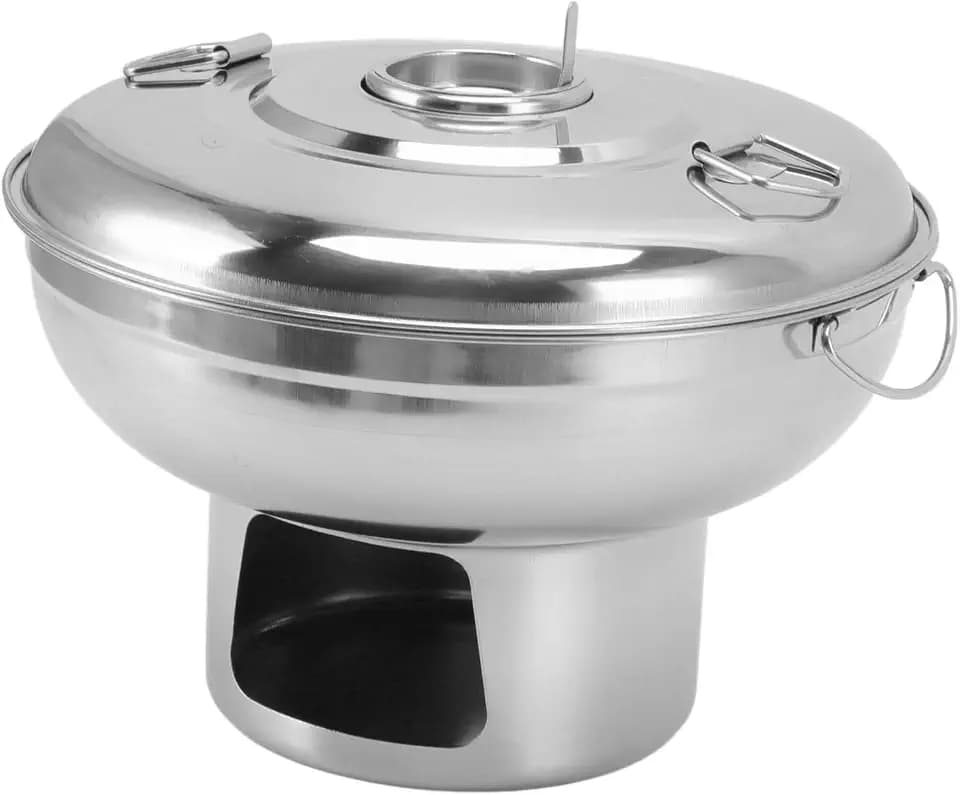 Stainless Steel Hot Pot, Portable Charcoal Hot Pot for Shabu with Fast Heating and Even Heat Distribution, for Induction Gas Electric Stove Buffet Party Wedding (Silver)