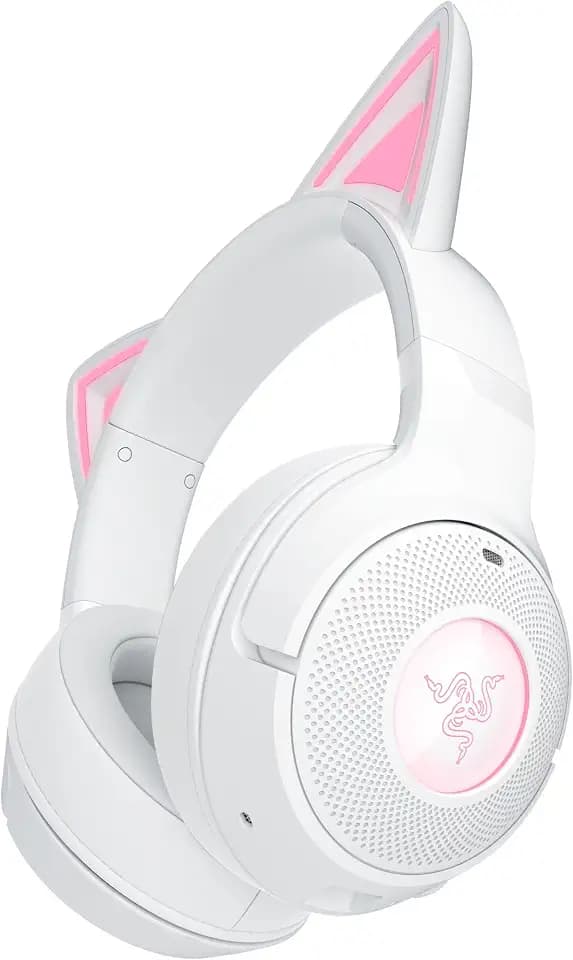 Razer Kraken Kitty V2 BT - Kabelloses Bluetooth RGB Headset mit Kitty Ears für Gaming und Streaming (325g, Triforce 40mm Treiber, Bluetooth 5.2, Noise-Cancelling-Mic, 40 Stunden Akku) Weiß