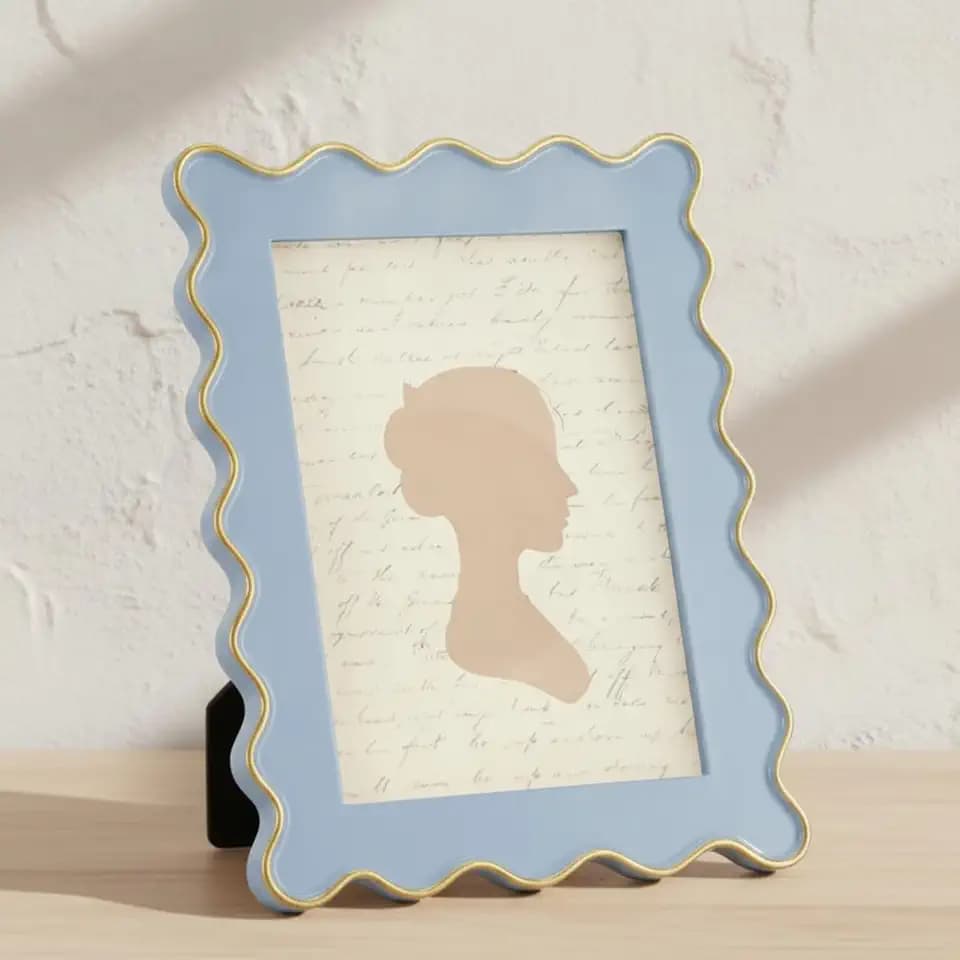 AceOrbit 5x7 Inch Light Blue Scalloped Picture Frame Scallop Cute Wavy Edge