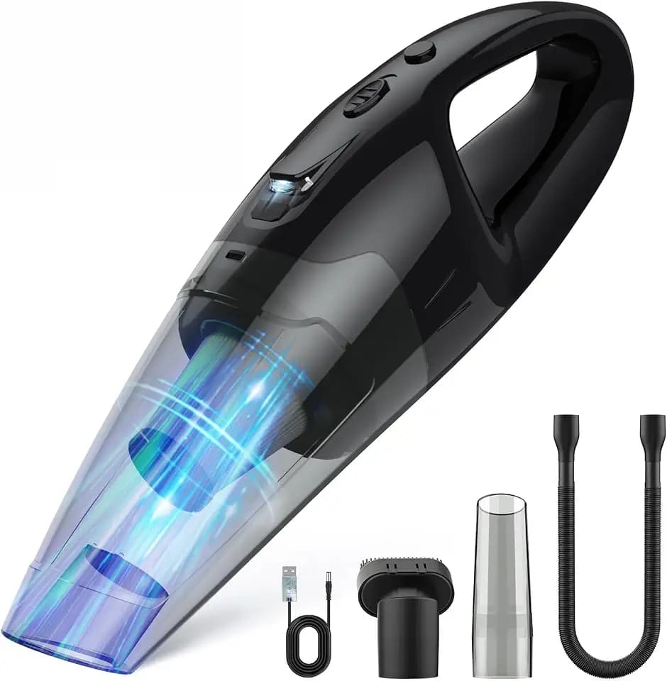 BSRCO Handheld Vacuum Cordless Rechargeable, Mini Car Vacuum Cleaner with LED, USB Charge, 1.65LBs Hand Vacuum Cordless, 25 Minutes Run Time for Car/Home/Pet Hair