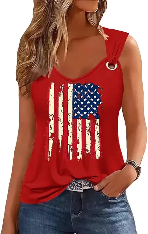 Womens Gradient Notched Neck Casual Tank Tops Novelty Sleeveless Shirts Funny Graphic Tee Vests