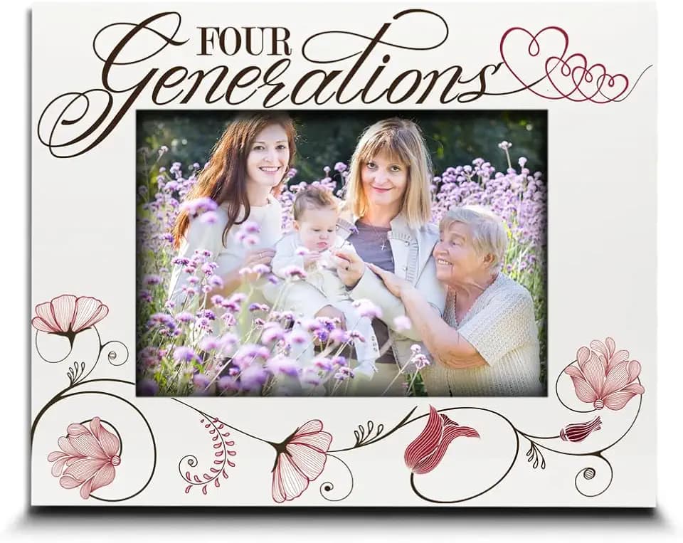 BELLA BUSTA-Four Generations-Family Keepsake-Mother's Day, Father's day,Christmas Keepsake-Timeless and Meaningful Display Family Picture Frame (5x7 Horizontal)