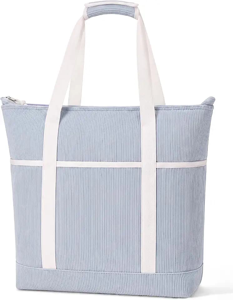 Corduroy Insulated Cooler Tote Bag for Grocery Shopping, Beach