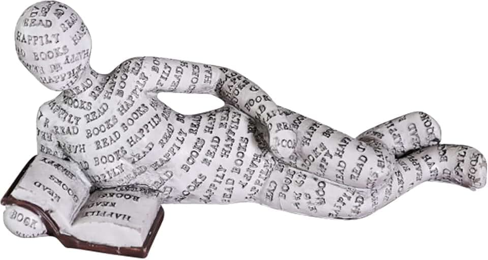 Buachois Lesende Frau Figur, Figur Deko für Regal, Kleine Lesende Frauen Geformte Skulptur Personalisiertes Handbemalte Lesen Bösewicht Desktop Bücher Regal Handwerk Statue (2)