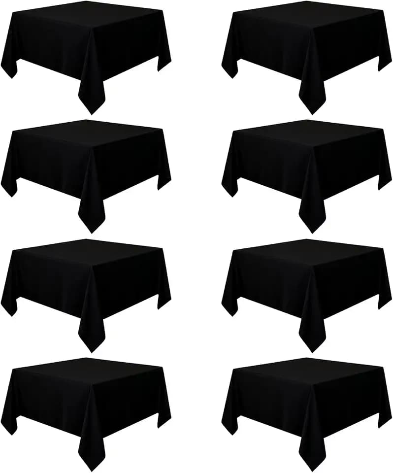 8 Pack Black Tablecloth 54 x 54 Inch Square