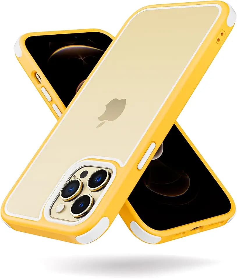 MobNano Ultra Hybrid Durchsichtig Hülle für iPhone 12 Pro Max Hülle Stoßfest Bumper Transparent Handyhülle Shockproof Fallschutz Silicone iPhone 12 Pro Max Case - Gelb/Weiß